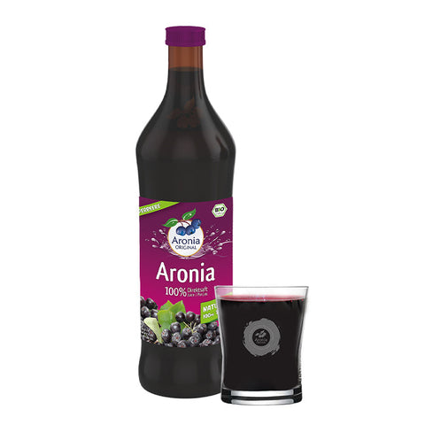 Bio Aronia Direktsaft mit Glas