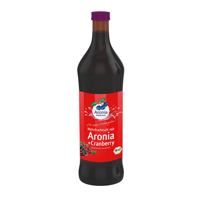 Packshot: Mehrfruchtsaft Aronia+Cranberry Direktsaft Bio 0,7 l