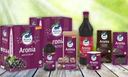 Nach Verpackungsrelaunch neues Design für Aronia Original Produkte