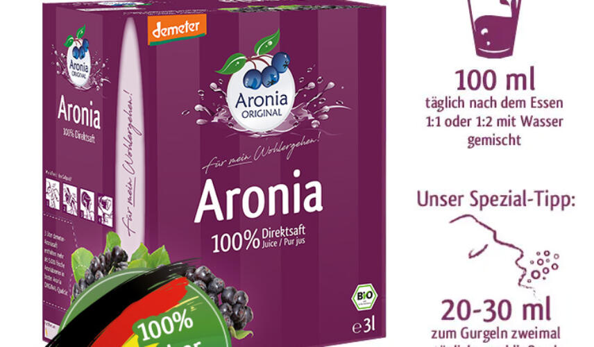 Packshot: Aronia Direktsaft Demeter 3 l